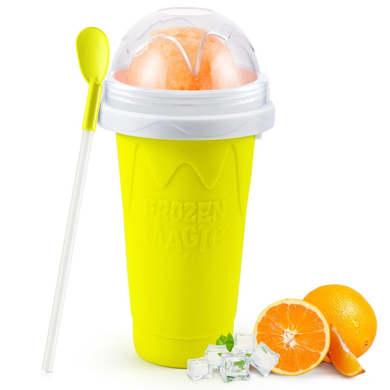 RELPOM Slushie Maker Cup, Magic Quick Frozen Smoothies Cups, Cooling Cup, Slushy Cups, Ice Cream Make, Cool Stuff Things Gadgets Funny Gifts for Kids (Yellow) - Image 1