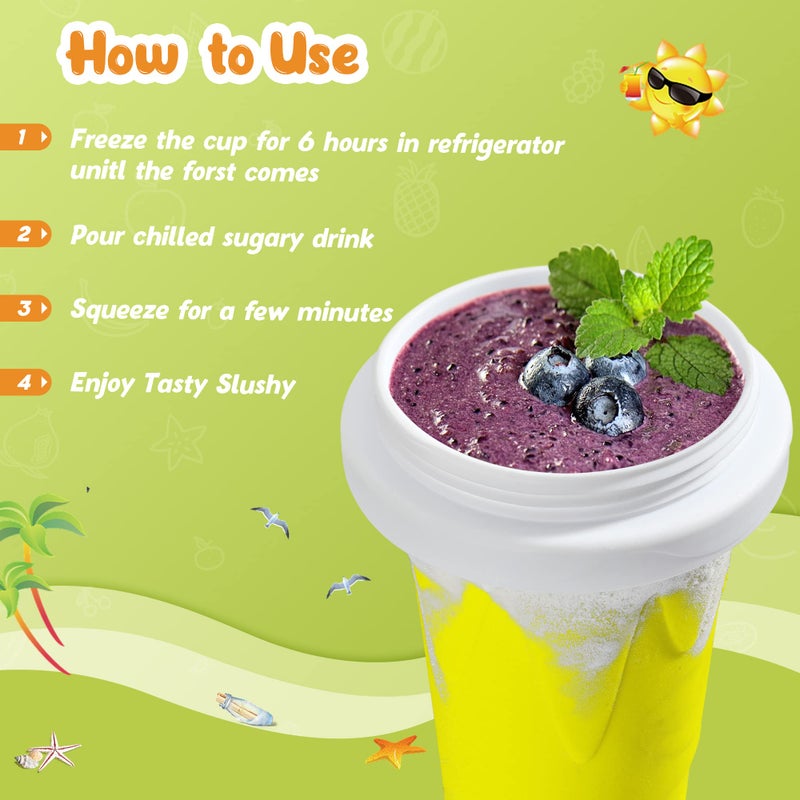 RELPOM Slushie Maker Cup, Magic Quick Frozen Smoothies Cups, Cooling Cup, Slushy Cups, Ice Cream Make, Cool Stuff Things Gadgets Funny Gifts for Kids (Yellow) - Image 2