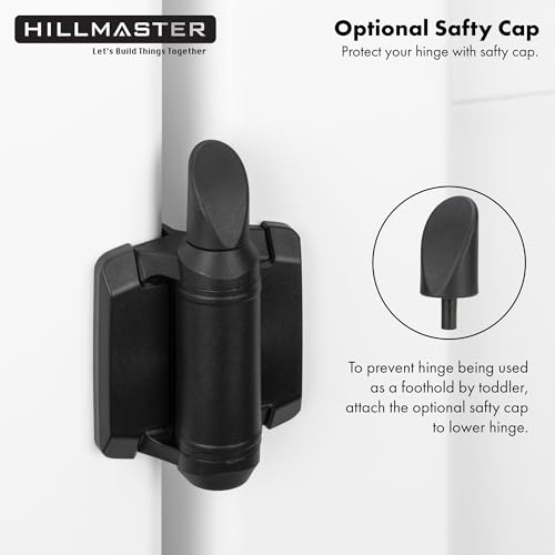 HILLMASTER Heavy Duty Self Closing Gate Hinges with Safety Cap,Pool Gate Hinges with Alignment Legs No Rust and Adjustable Fence Hinges Kit for Outdoor Metal Gate,Vinyl Gates,Wood Gate,Black,2 Count - Image 3