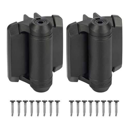 HILLMASTER Heavy Duty Self Closing Gate Hinges with Safety Cap,Pool Gate Hinges with Alignment Legs No Rust and Adjustable Fence Hinges Kit for Outdoor Metal Gate,Vinyl Gates,Wood Gate,Black,2 Count - Image 1