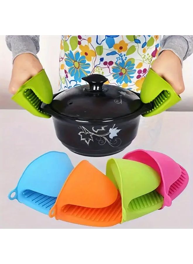 Blue Heat Resistant Silicone Oven Gloves 2pcs Thickened Microwave Safe Durable - Image 2