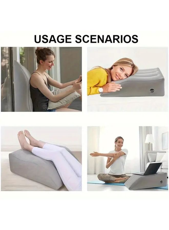 Light Grey Inflatable Ergonomic Leg Pillow For Support Comfort And Foot Care - Image 5