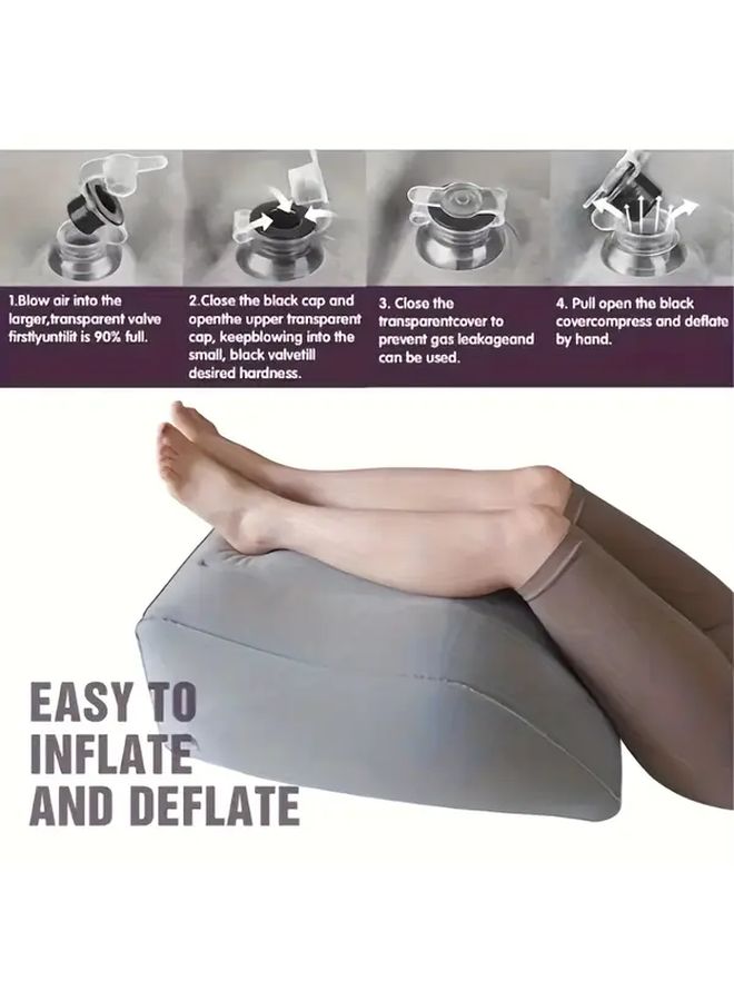 Light Grey Inflatable Ergonomic Leg Pillow For Support Comfort And Foot Care - Image 4