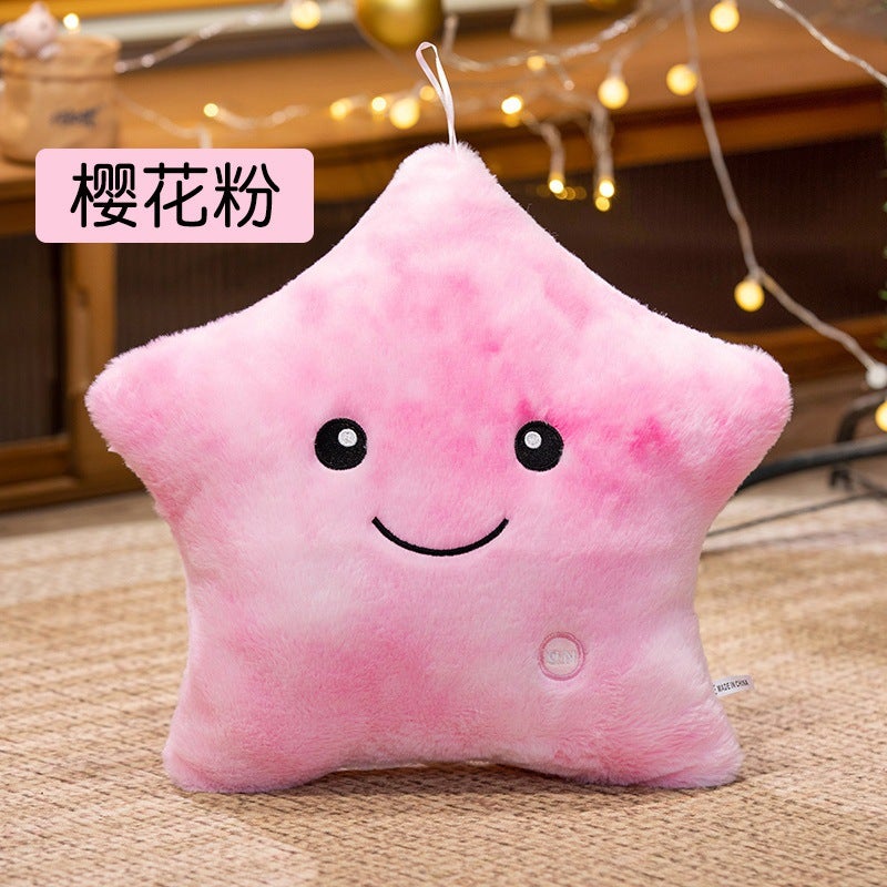 Colorful Glowing Star Plush Pillow with Music - Soft Decorative Toy  Gift