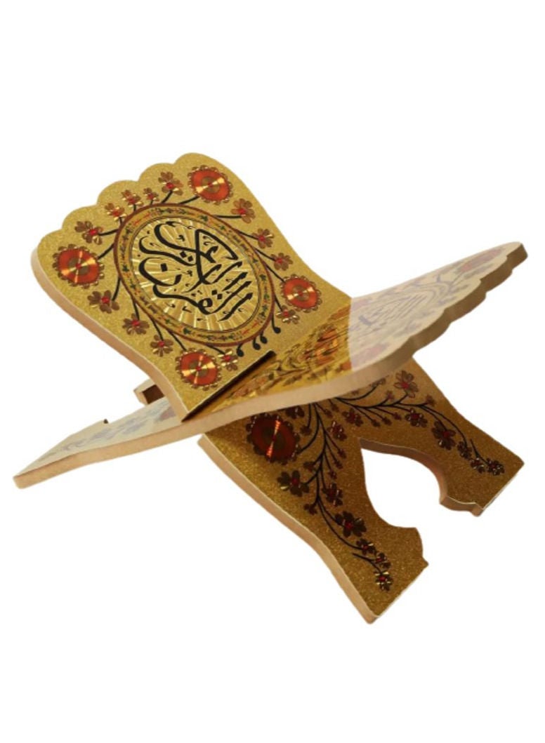 Golden Wooden Quran Holder - Image 1