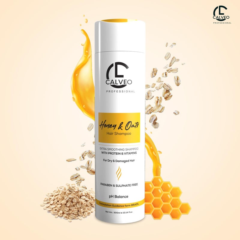 CALVEO Honey Oats Masque for Dry Damaged Hair Hydrates hair Infused with Protein Vitamins and PH Balance Technology for Smooth Silky Hair Strengthens Restore your Hair 300ml - Image 2