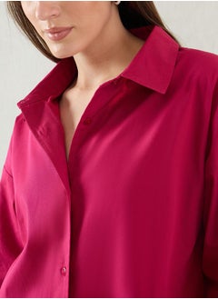 Femmella Solid Back Button Detail Dropped Shoulder Shirt by Styli  - Image 5