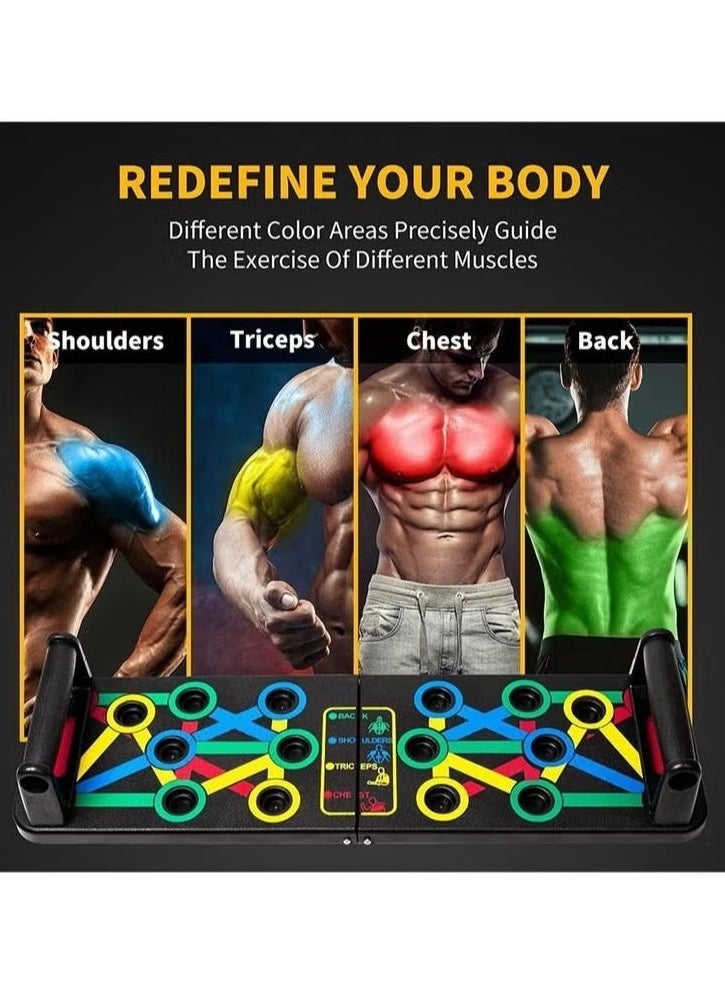 ELFSA Push Up Board Multi Function 14 in 1 Push Up Bar Foldable Push Up Handles for Floor to Strengthen Arms Core and Back Portable Home Gym Strength Training Equipment for Men and Women  - Image 4