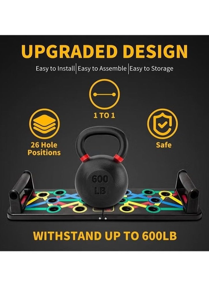 Push Up Board Multi Function 14 in 1 Push Up Bar Foldable Push Up Handles for Floor to Strengthen Arms Core and Back Portable Home Gym Strength Training Equipment for Men and Women