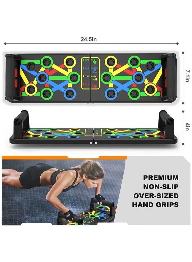 Push Up Board Multi Function 14 in 1 Push Up Bar Foldable Push Up Handles for Floor to Strengthen Arms Core and Back Portable Home Gym Strength Training Equipment for Men and Women