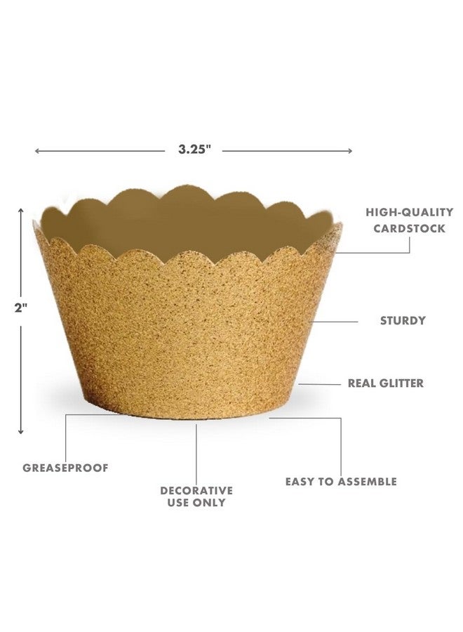 Koyal Wholesale Dress My Cupcake Standard Reusable Glitter Cupcake Wrappers, Set of 50 (Gold) - Image 4