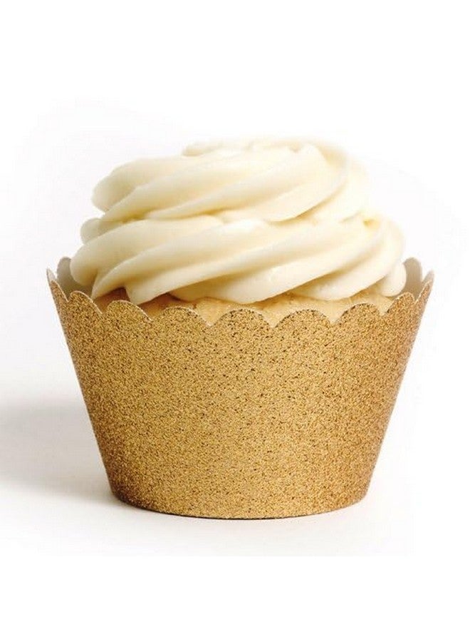 Koyal Wholesale Dress My Cupcake Standard Reusable Glitter Cupcake Wrappers, Set of 50 (Gold) - Image 2