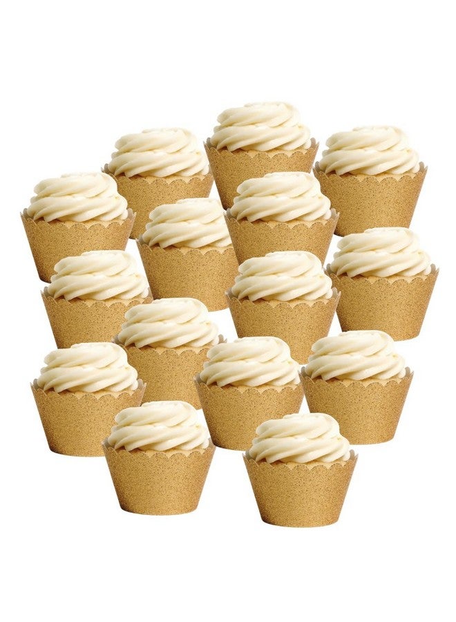 Koyal Wholesale Dress My Cupcake Standard Reusable Glitter Cupcake Wrappers, Set of 50 (Gold) - Image 3