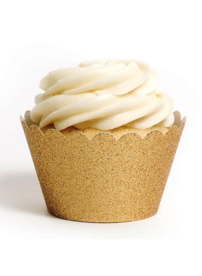 Koyal Wholesale Dress My Cupcake Standard Reusable Glitter Cupcake Wrappers, Set of 50 (Gold) - Image 1