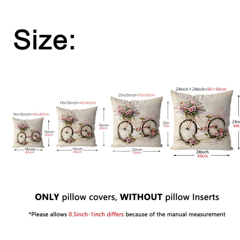 Set Of 4 Vintage Floral Pillow Covers For Home Decor 24x24 Inch - Image 4