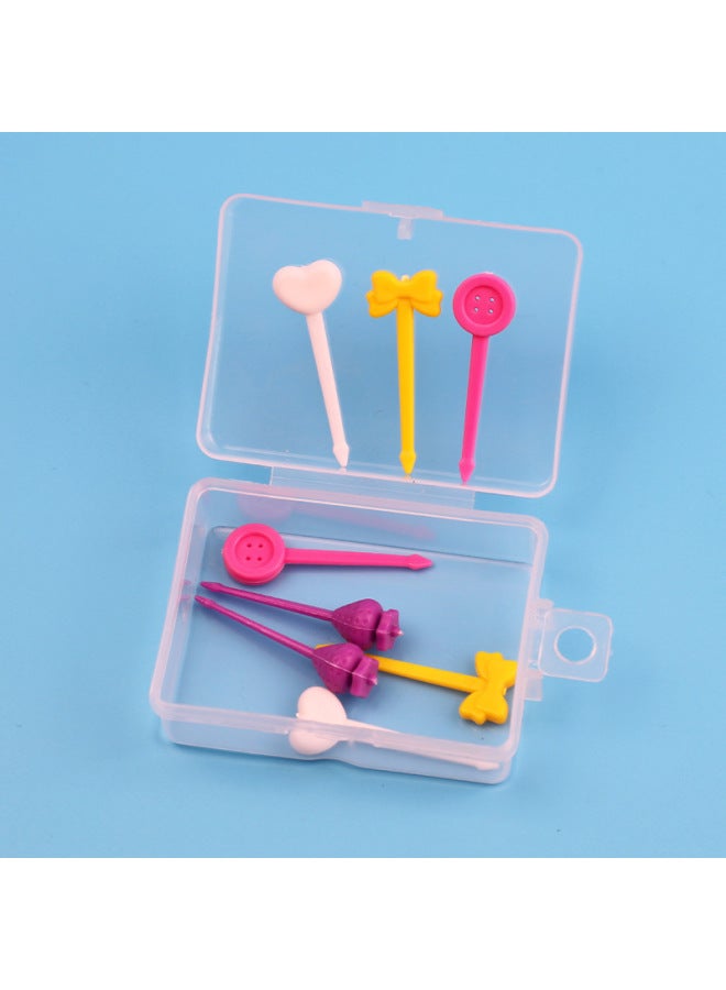Japanese Cartoon Fruit Fork Cute Animal Fruit Fork Children Baby Special Fruit Sign Wholesale-Color:8pc Fruit Fork/button Boxed  - Image 1