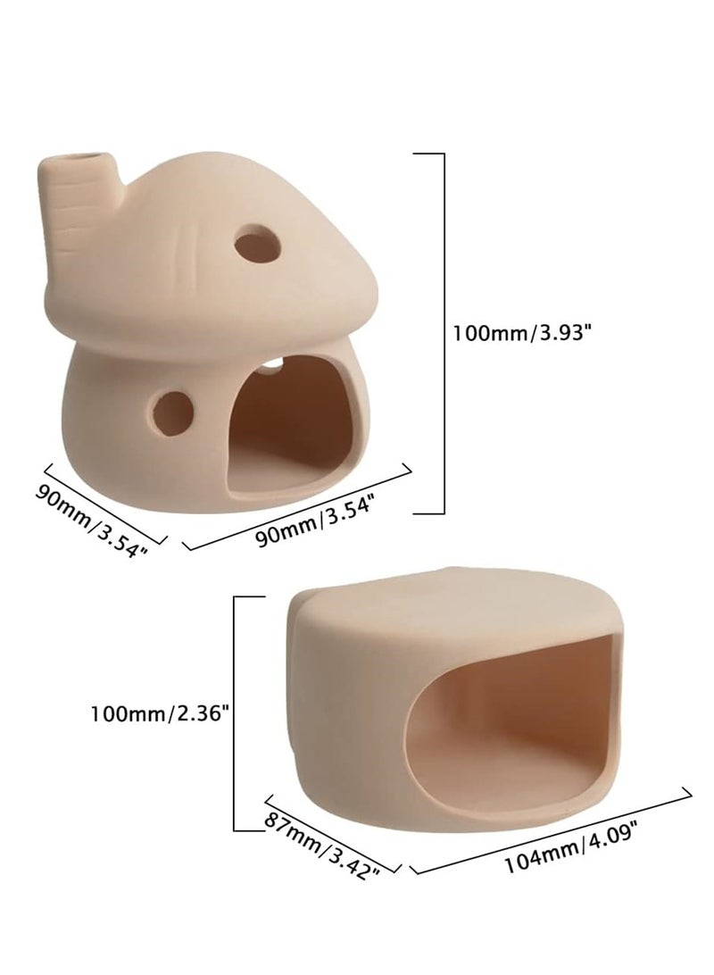 SYOSI Aquarium Mushroom House with Cave Decorations Ceramic Cave Fish Tank Accessories Landscape Decor for Small Shrimp to Rest and Breed Hiding Beige - Image 2