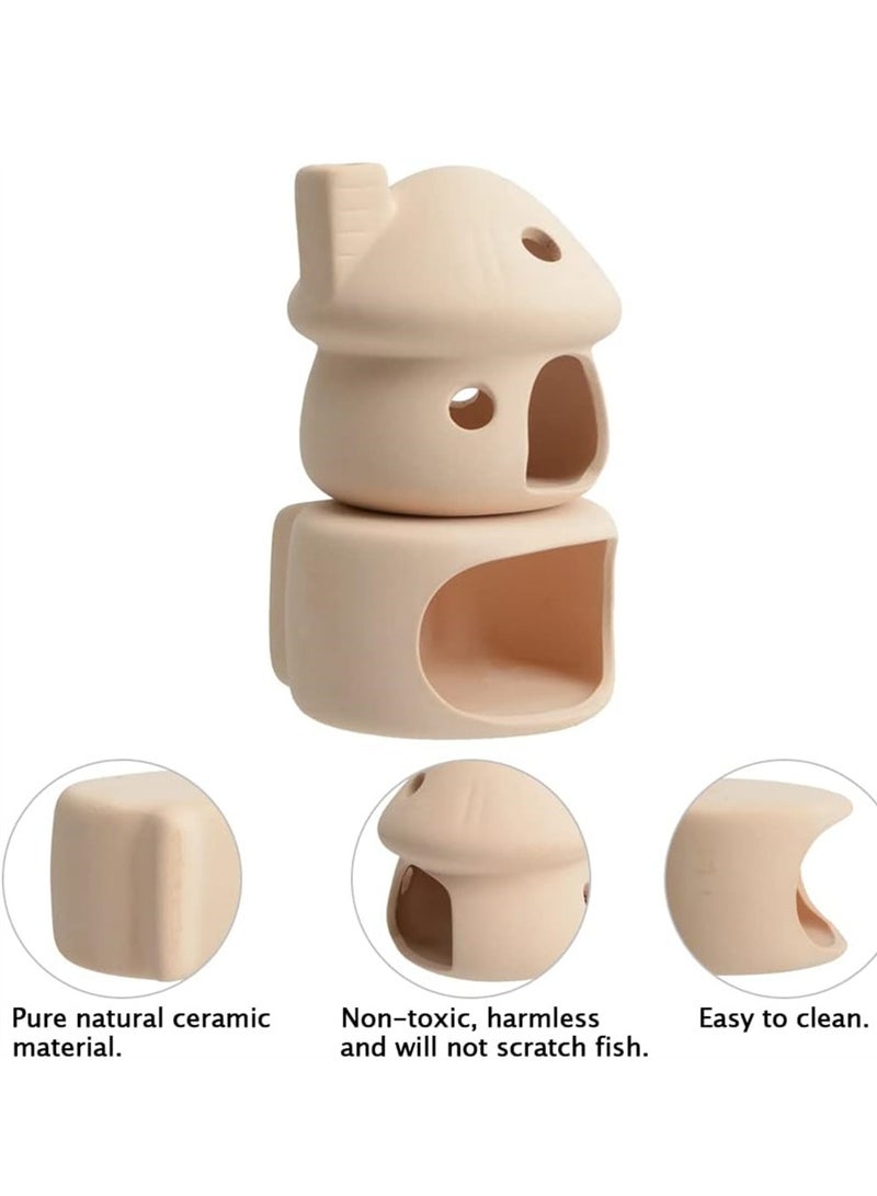 SYOSI Aquarium Mushroom House with Cave Decorations Ceramic Cave Fish Tank Accessories Landscape Decor for Small Shrimp to Rest and Breed Hiding Beige - Image 4