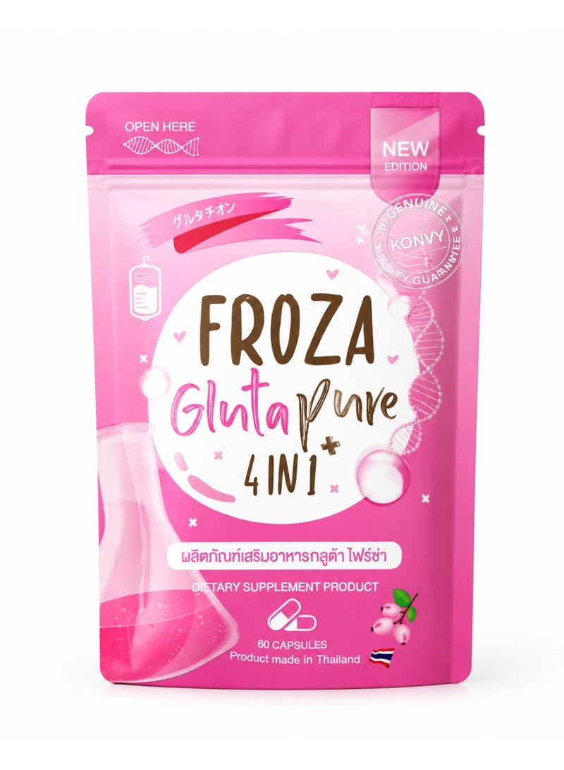 FROZA Gluta Pure 4 in 1 Supplement | L-Glutathione, Ascorbic Acid, ALA & CoQ10 Capsules | 60 Capsules - Image 1