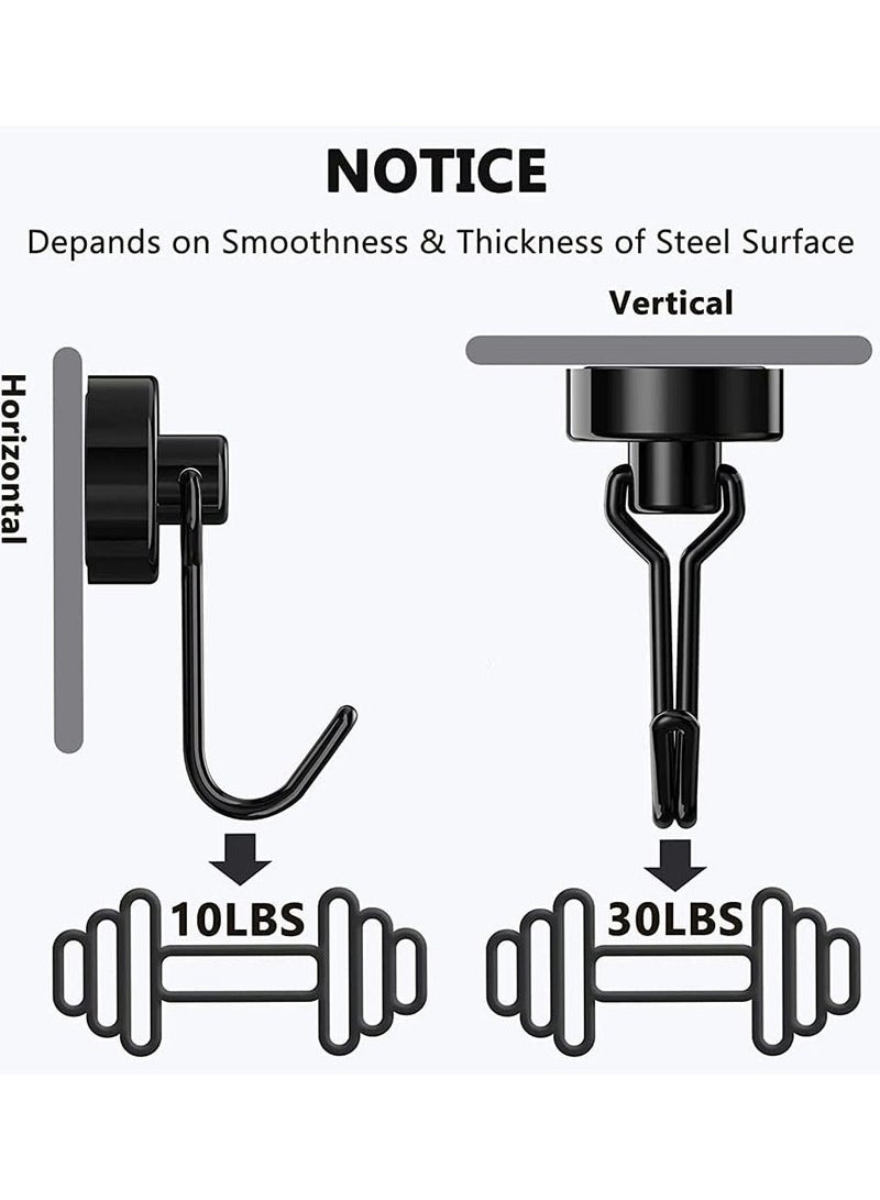 Magnetic Hooks, Heavy Duty Strong Neodymium Magnet Hook 30 Lbs with Rust Proof for Indoor Outdoor Hanging, Refrigerator, Grill, Kitchen, Key Holder, Locker, Classroom, Black, Pack of 8 - Image 4
