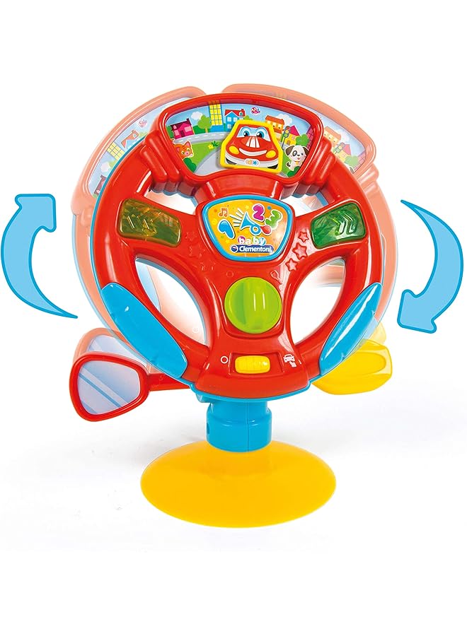 كلمينتوني عجلة قيادة للأطفال مع مؤثرات صوتية للأعمار من 10 أشهر فما فوق - Image 1