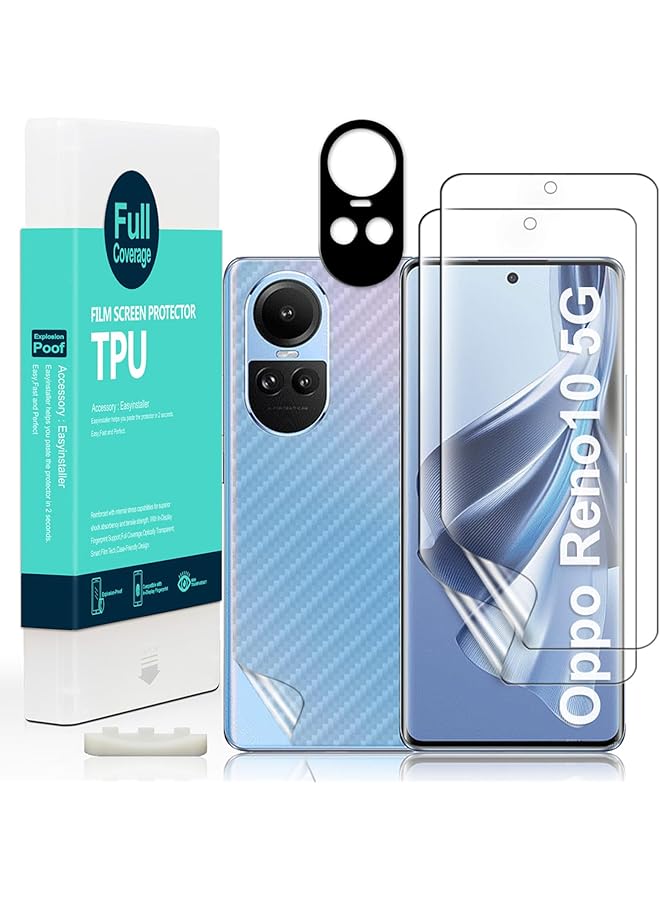 erorex 2 Pcs Screen Protector For Oppo Reno10 5G 6.7" Not For Oppo Reno10 Pro 5G 10 Pro Plus 5G 10X Zoom Flexible Tpu Film With 1Pc Camera Lens Protector 1Pc Back Film Easy To Install - Image 1