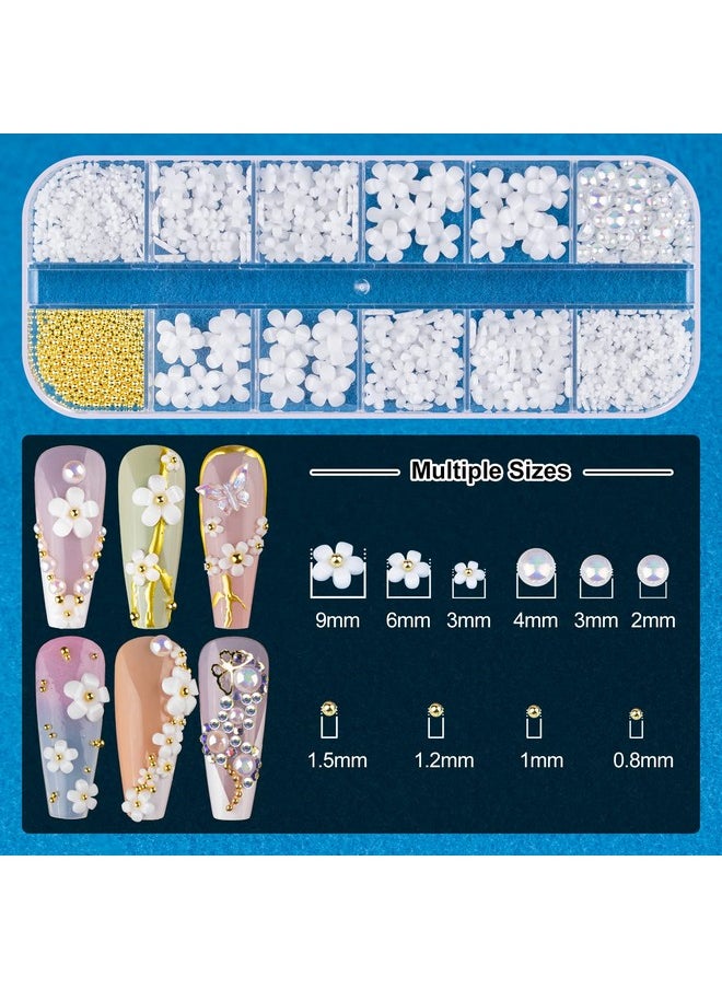 BELLEBOOST Nail Art Rhinestone Glue Gel&2 Boxes 3D Charms Accessories Kit 5 1 Pc Of 15Ml Rhinestone Glue(Uv/Led Needed)+3D Flowers Nail Decors Gems Crystal Pearls Bow Beads With Dualend Brush Tool And Tweezer  - Image 4