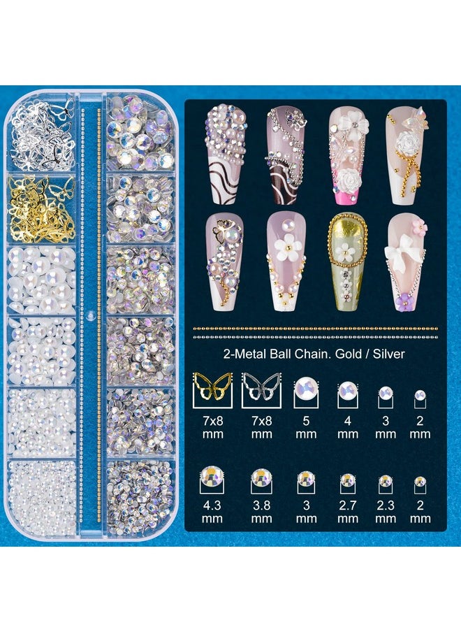 BELLEBOOST Nail Art Rhinestone Glue Gel&2 Boxes 3D Charms Accessories Kit 5 1 Pc Of 15Ml Rhinestone Glue(Uv/Led Needed)+3D Flowers Nail Decors Gems Crystal Pearls Bow Beads With Dualend Brush Tool And Tweezer  - Image 3