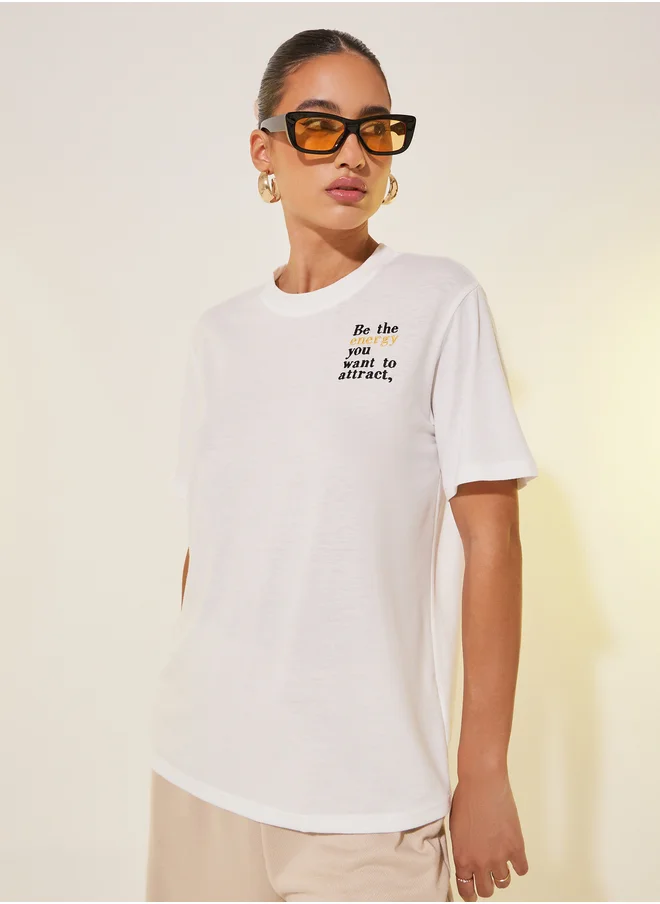 ستايلي Embroidered Crew Neck T-Shirt