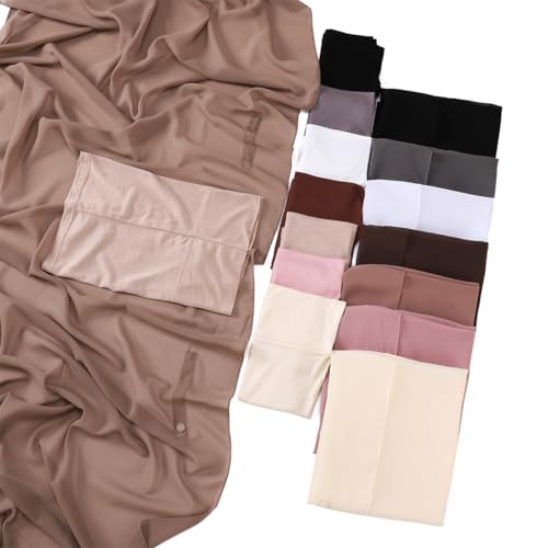 HURESON Instant Chiffon Hijab Set 3-in-1 Hijabs Scarf with Built-in Magnets and Undercap Head Wraps with Model Cap (Coffee 2#) - Image 5
