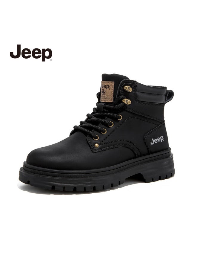 Jeep أحذية مارتن للرجال من جيب لخريف وشتاء العمل، صفراء، عالية الكعب، ذات نعل سميك، مناسبة للطرق الوعرة، للمشي الجبلي - Image 1