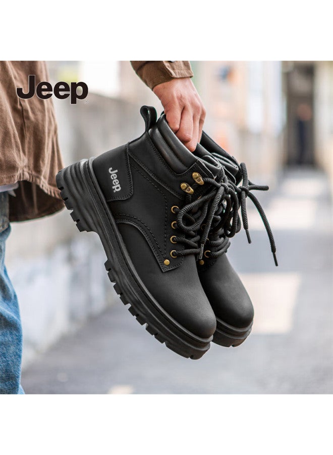 Jeep أحذية مارتن للرجال من جيب لخريف وشتاء العمل، صفراء، عالية الكعب، ذات نعل سميك، مناسبة للطرق الوعرة، للمشي الجبلي - Image 2