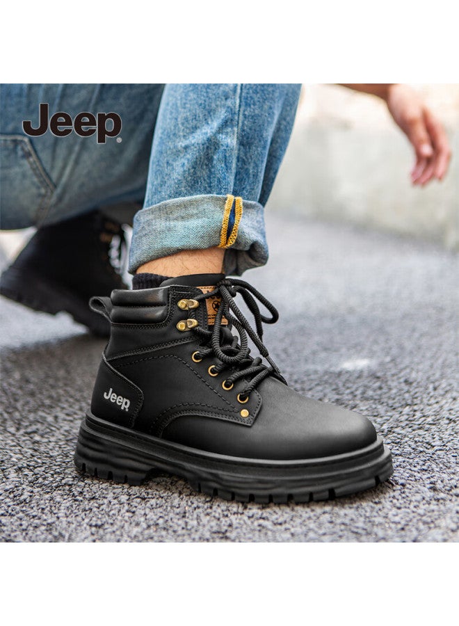 Jeep أحذية مارتن للرجال من جيب لخريف وشتاء العمل، صفراء، عالية الكعب، ذات نعل سميك، مناسبة للطرق الوعرة، للمشي الجبلي - Image 4