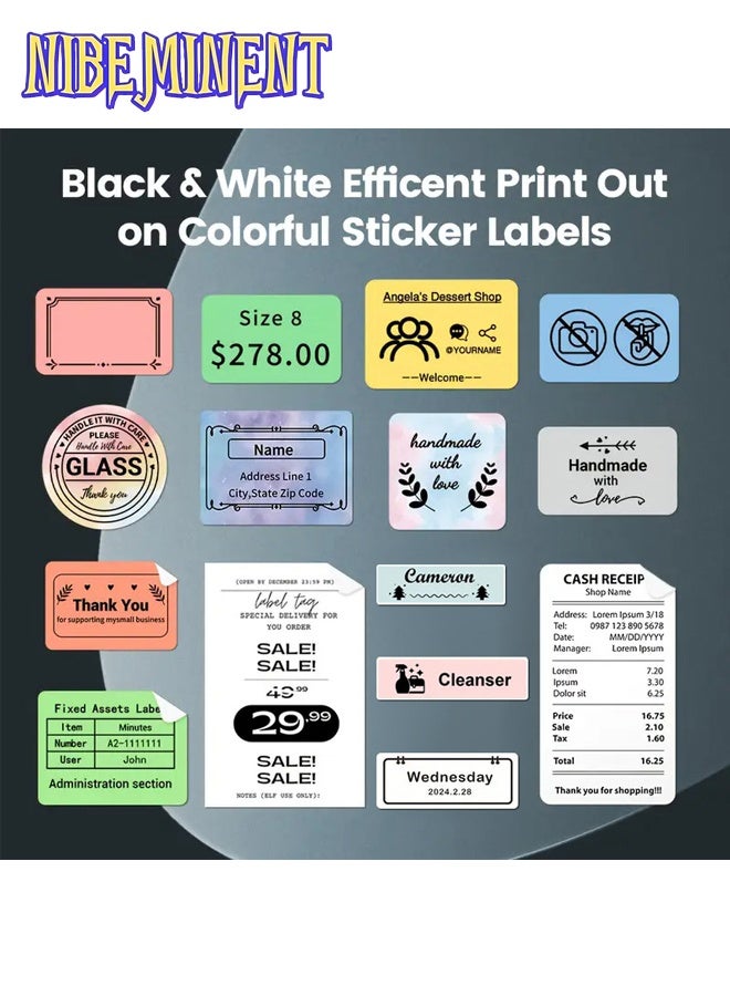 NIBEMINENT Portable Wireless Thermal Label Printer - Mini Barcode and Sticker Maker, Suitable for Office, Retail, Jewelry Labels, DIY Stickers, Home Stickers, Compatible with Smartphones, USB Charging, Wireless Label Printer, Retail Labeling, Compact Design, Durable Construction, Small Businesses（White） - Image 4