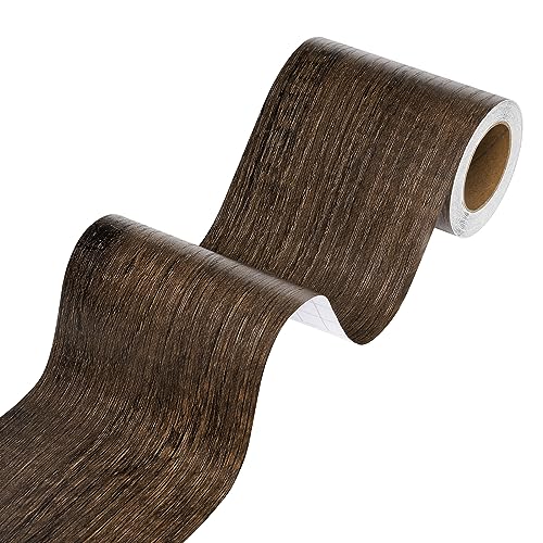 Stickyart Thick Walnut Wood Mirror Tape Border Mirror Frame Border Wooden Peel and Stick Wallpaper Borders for Wall Bathroom Mirrors Frame Trim Wood Grain Repair Tape Removable Waterproof 3inx17ft - Image 1