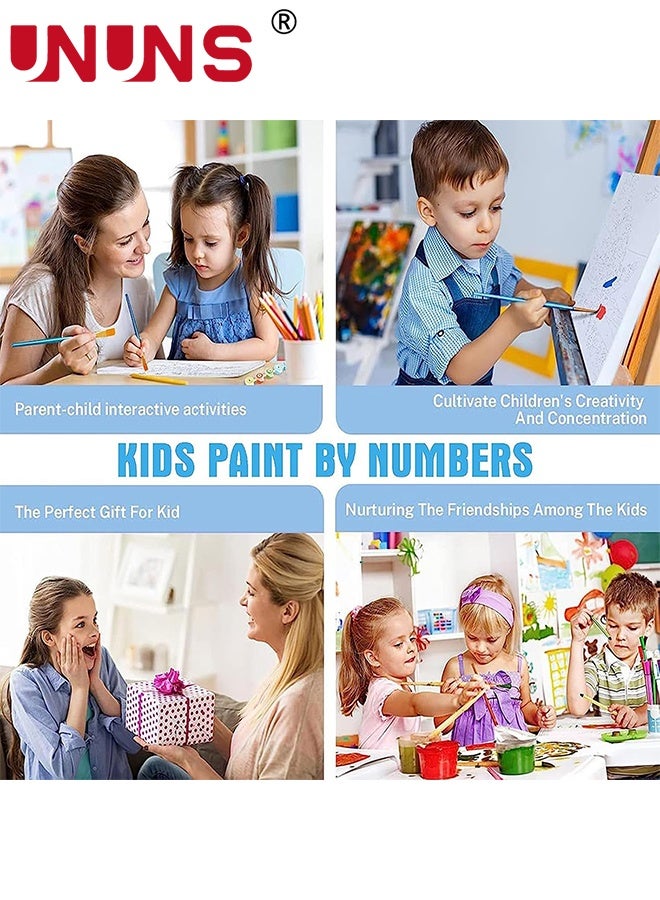 UNUNS 3 Pack Cartoon Paint by Number for Kids,Frame-Paint by Numbers for Kids Ages 4-8-12,DIY Paints with Numbers Easy Acrylic Oil Painting Kits for Home Wall Decor,8X8inch - Image 5