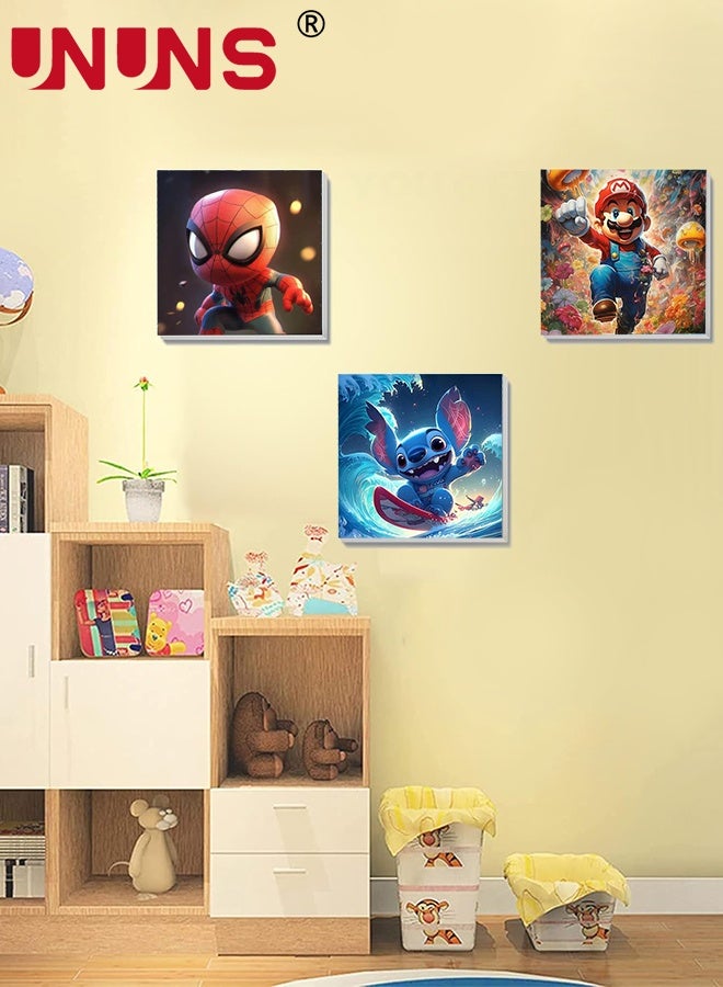 UNUNS 3 Pack Cartoon Paint by Number for Kids,Frame-Paint by Numbers for Kids Ages 4-8-12,DIY Paints with Numbers Easy Acrylic Oil Painting Kits for Home Wall Decor,8X8inch - Image 3