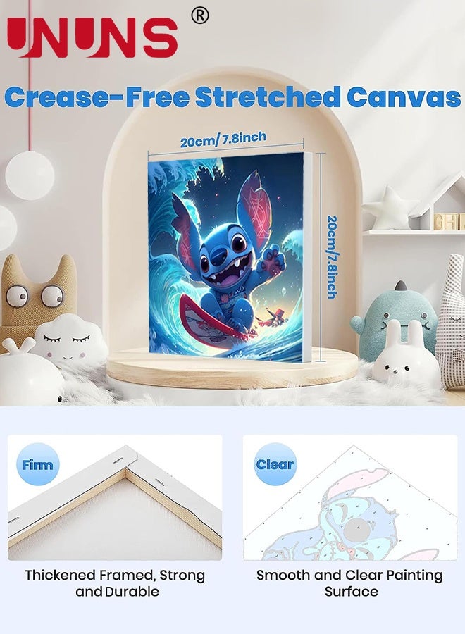 UNUNS 3 Pack Cartoon Paint by Number for Kids,Frame-Paint by Numbers for Kids Ages 4-8-12,DIY Paints with Numbers Easy Acrylic Oil Painting Kits for Home Wall Decor,8X8inch - Image 2