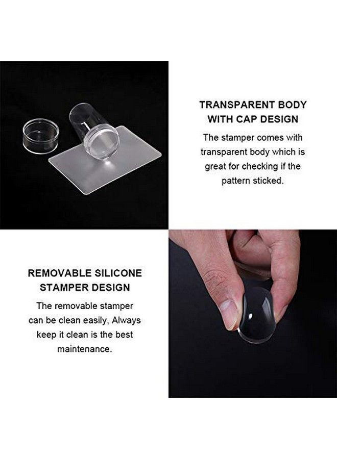 Bluezoo Nail Art Stamper Clear Silicone Stamping Jelly With Scraper Transparent Visible Body No Misplacement For Diy Nail Decor (Clear) - Image 4