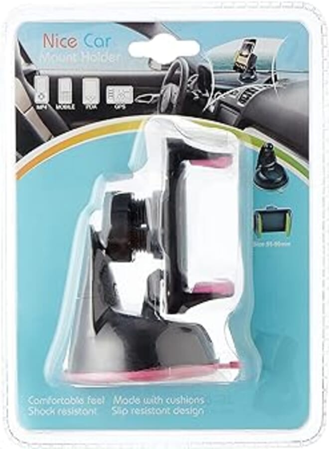 OR Car Phone Holder JS-039 2in1 for Dashboard/Windshield with 360° Rotation, Arms Height adjustable Stable fits all smartphones - Dark Red