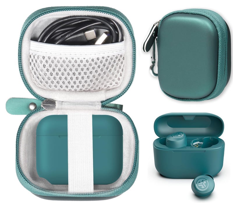CaseSack Case for Lab Go Pop+, Go Air Pop, Air Tones+/ Tones, JBuds Mini True Wireless Earbuds, Compact Organizer for The Charger case and Charger Cord (Green) - Image 1