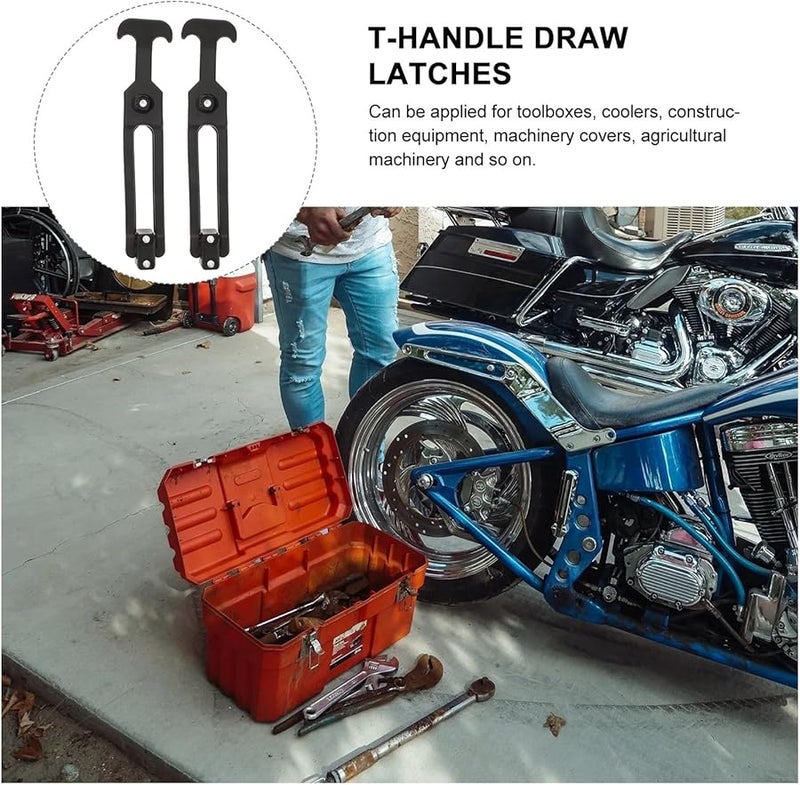 4Pcs Black T Handle Draw Latches Flexible Shock Proof Tool Box Hasp Lock - Image 3