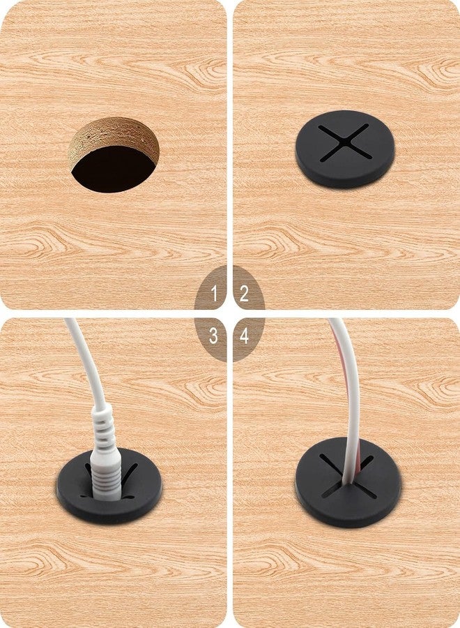 Even Cable Management Grommet, Silicone Desk Hole Cover, Wire Organizer for Table, Multi-Cable Compatible, Black (Grommet 36mm, 8 Piece) - Image 5