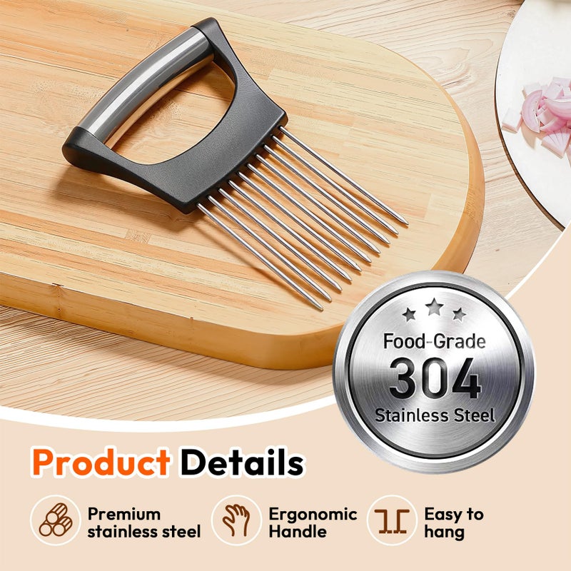 WARSPOT Onion Slicer, Stainless Steel Onion Holder for Slicing with Protective Case, Onion Cutter Tool for Meat Lemon Potato Tomato Avocado Egg Kitchen Slicing Assistant Tool (1 PCS) - Image 4