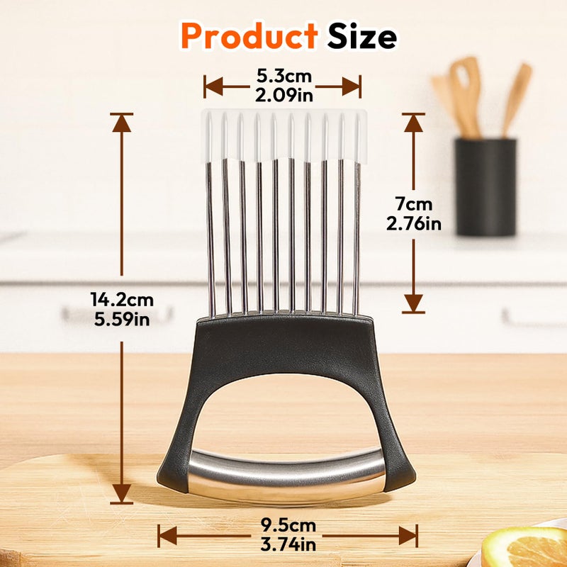 WARSPOT Onion Slicer, Stainless Steel Onion Holder for Slicing with Protective Case, Onion Cutter Tool for Meat Lemon Potato Tomato Avocado Egg Kitchen Slicing Assistant Tool (1 PCS) - Image 5