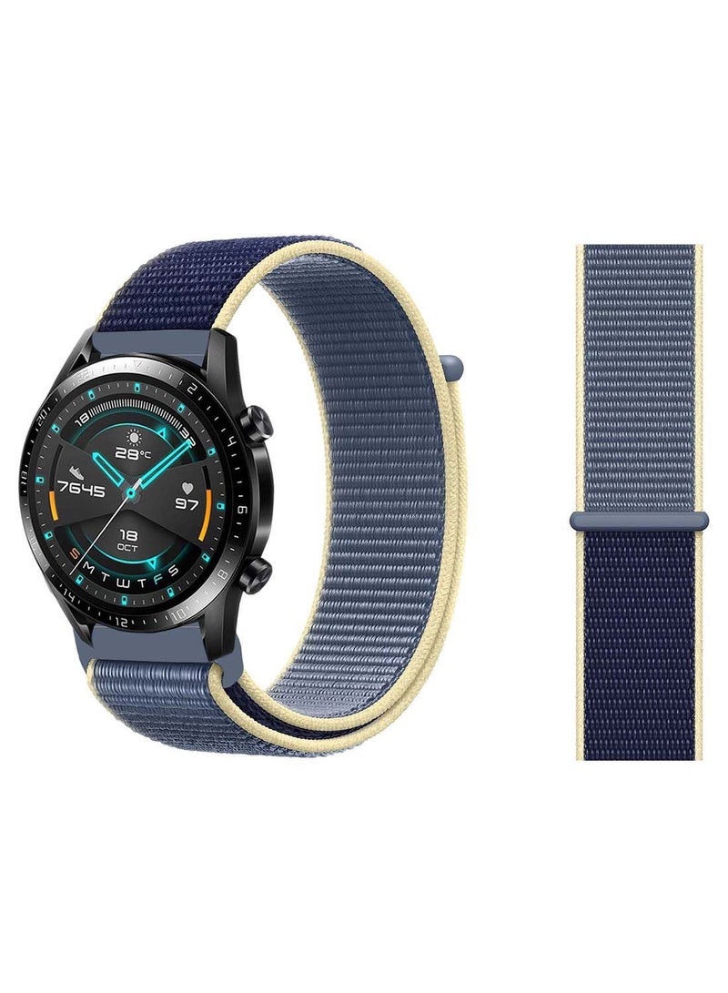 NIBEMINENT Nylon Loop Replacement Band 22mm For Huawei Watch GT 2 46mm Alaskan Blue 
