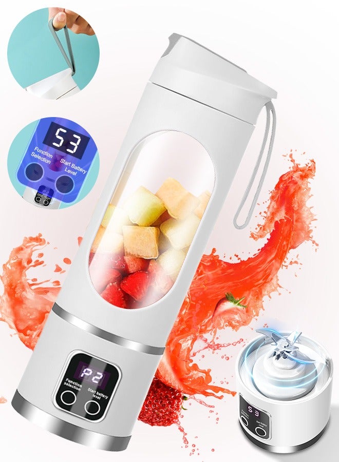 Xoopla Portable Blender Smoothie Maker, 22000 RPM USB Rechargeable Juicer Ice Crusher, Travel Leak Proof Juice Blender Cup with 12-Leaf Stainless Steel Blades/LCD Digital Display/3-Gear Mode/1500mAh Battery/50 Watt/Lanyard, Mini Mixer Personal Juicing for Smoothies Fresh Fruit Protein Shakes - (16oz/450mL) - Image 1
