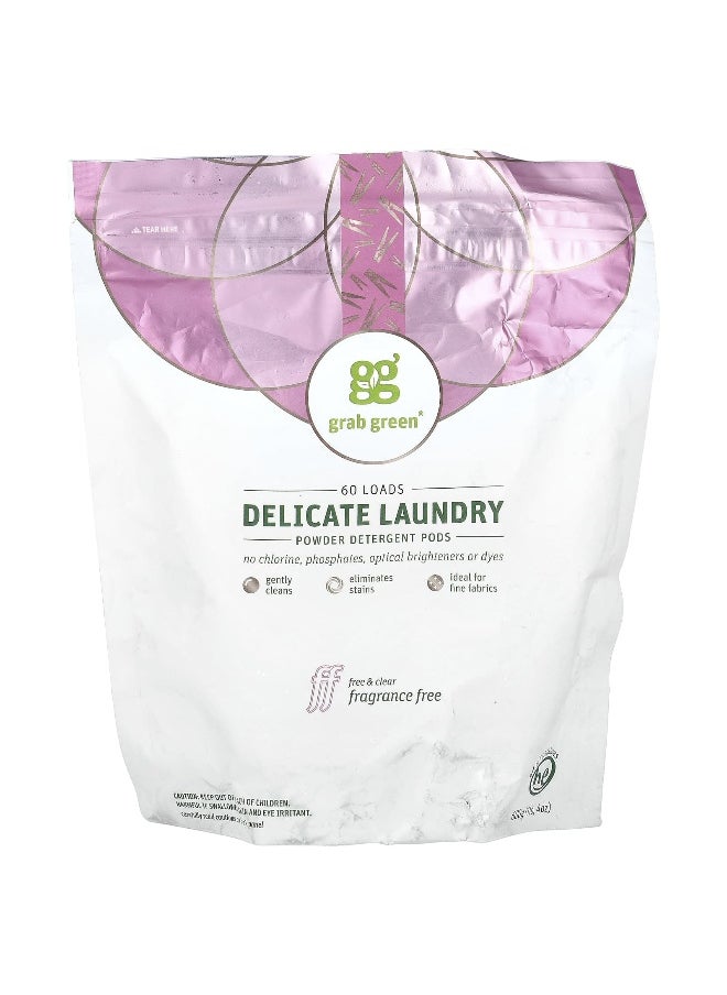 Grab Green Grab Green, Delicate Laundry Powder Detergent Pods, Fragrance Free, 60 Loads, 1 lb 4 oz (600 g)  - Image 1