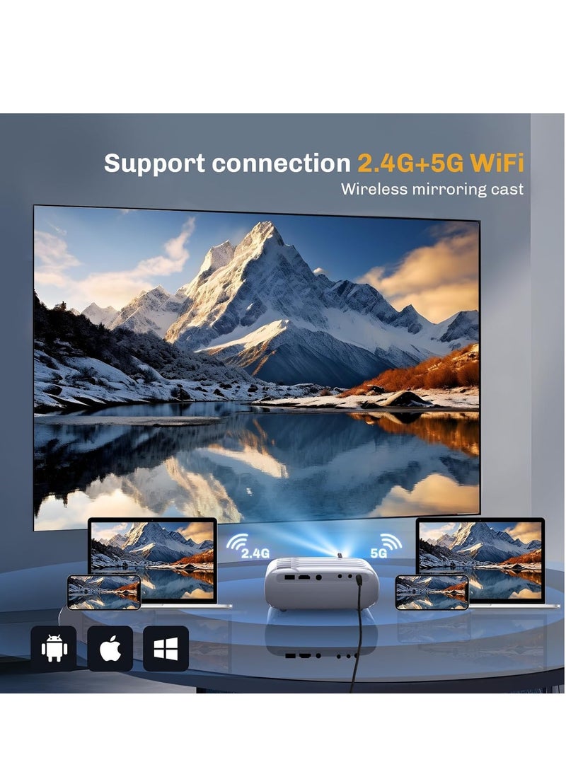 SYOSI Mini Projector, Projector with 5G WiFi and Bluetooth, Portable Projector 1080P Supported 120ANSI, Bluetooth Movie Projector for Bedroom/Outdoor, Compatible with iOS/Android/Laptop/TV Stick/HDMI/PS5 - Image 3