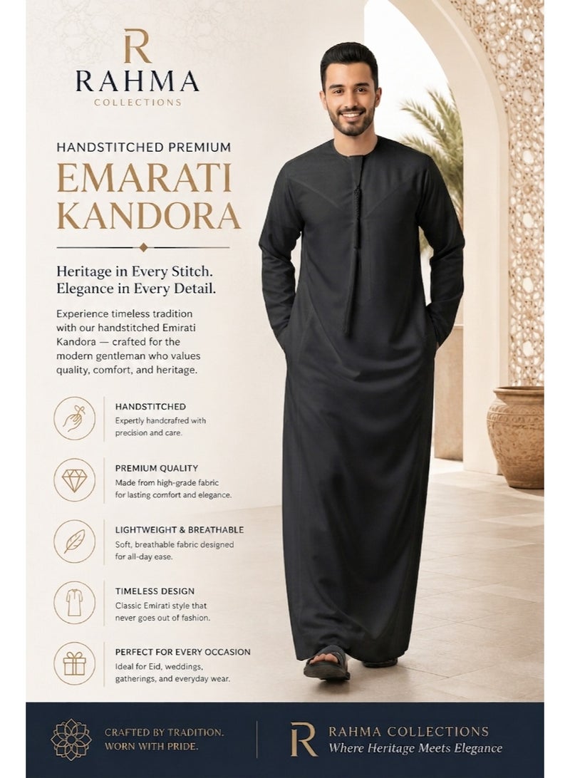 RAHMA COLLECTIONS Rahma Men's Authentic Emirati Kandura | Hand-Stitched Premium Thobe/Dishdasha, Traditional Design, Exudes Class & Sophistication - Image 5